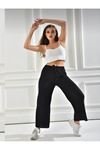 Kadın Siyah Rahat Fitilli Pantolon