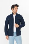 Erkek Çift Cep Kapaklı Parçalı Pike Kumaş Fermuarlı Ceket