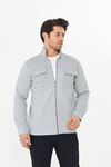 Erkek Çift Cep Kapaklı Parçalı Pike Kumaş Fermuarlı Ceket